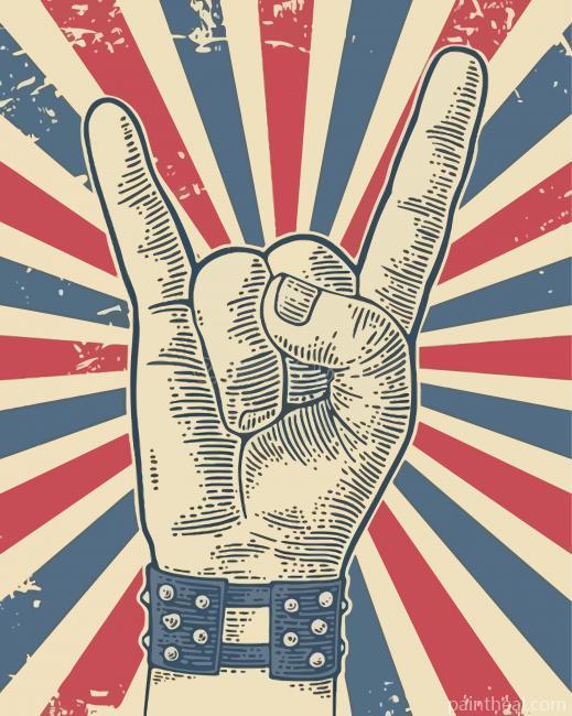Rock And Roll Hand Sign Painting By Numbers Kits