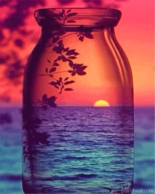 Sunset Glass Bottle Painting By Numbers Kits