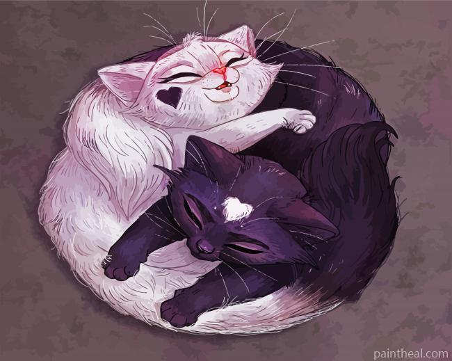 Yin And Yang Cats Painting By Numbers Kits