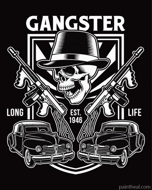 Gangster Skull With Machine Guns Painting By Numbers Kits