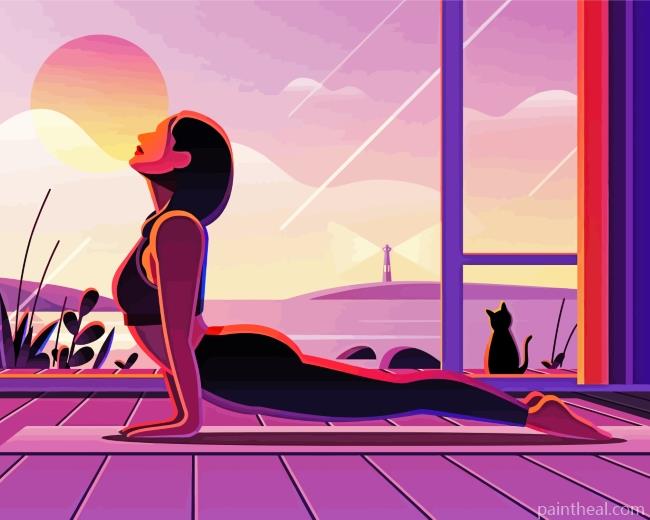 Yoga Girl Illustration Painting By Numbers Kits