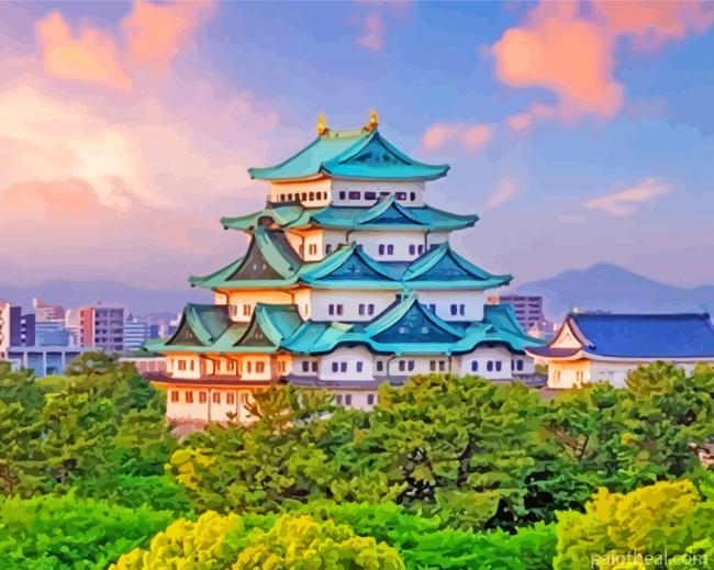 Nagoya Castle And City Skyline Painting By Numbers Kits