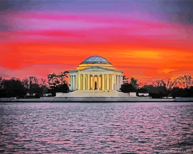 Thomas Jefferson Memorial Sunset Painting By Numbers Kits