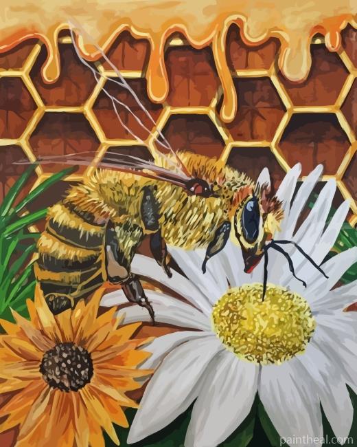 Bee On Flowers Painting By Numbers Kits