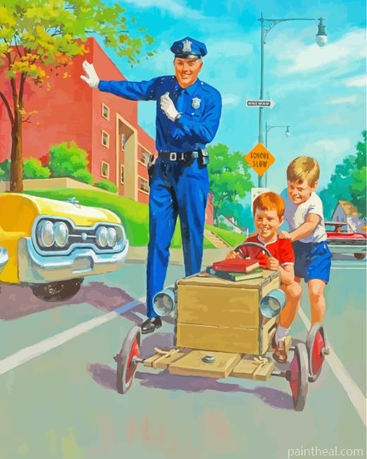 Policeman And Boys Painting By Numbers Kits
