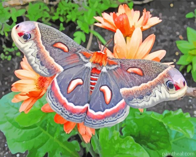 Moth On Flowers Painting By Numbers Kits