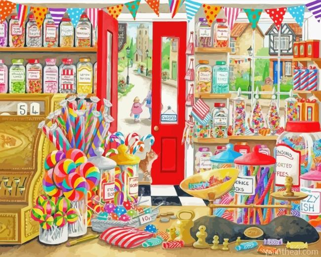 Vintage Candy Store Painting By Numbers Kits