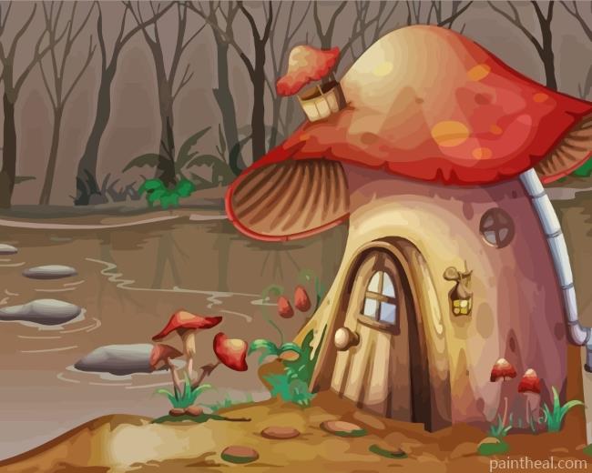 Mushroom Forest House Painting By Numbers Kits