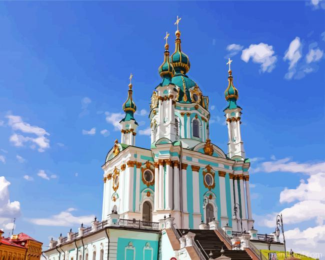 Saint Andrew Church Kiev Painting By Numbers Kits