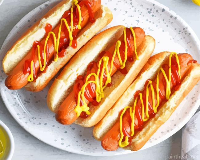Tasty Hotdogs Painting By Numbers Kits