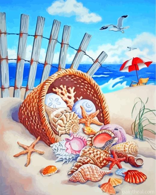 Sea Shells Basket Painting By Numbers Kits