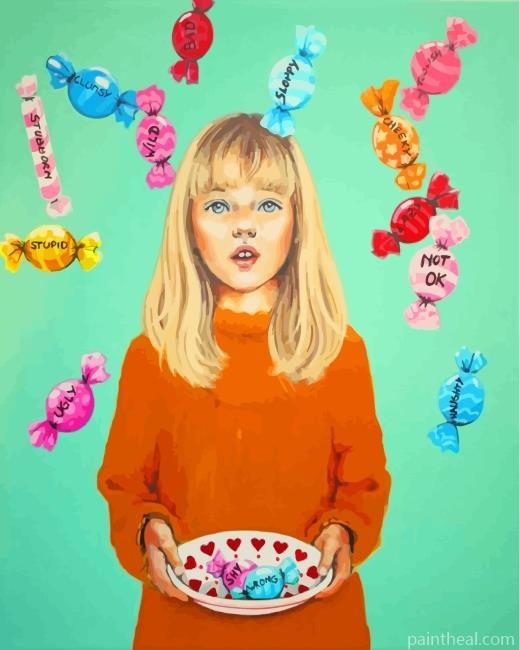Girl Holding Candies Painting By Numbers Kits