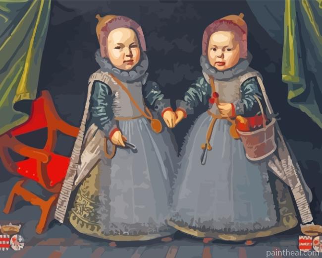 Twins Girls Portrait Painting By Numbers Kits