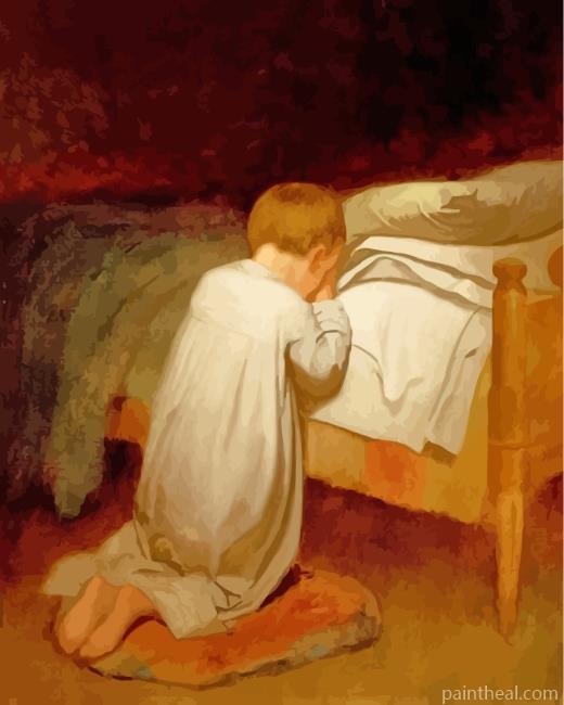 Child At Prayer Painting By Numbers Kits