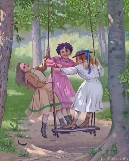 Sisters In Garden Painting By Numbers Kits