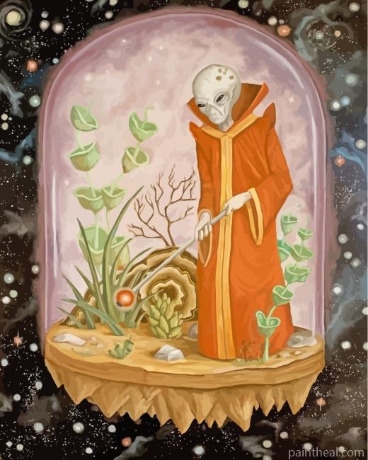 Fantasy Grey Alien Painting By Numbers Kits