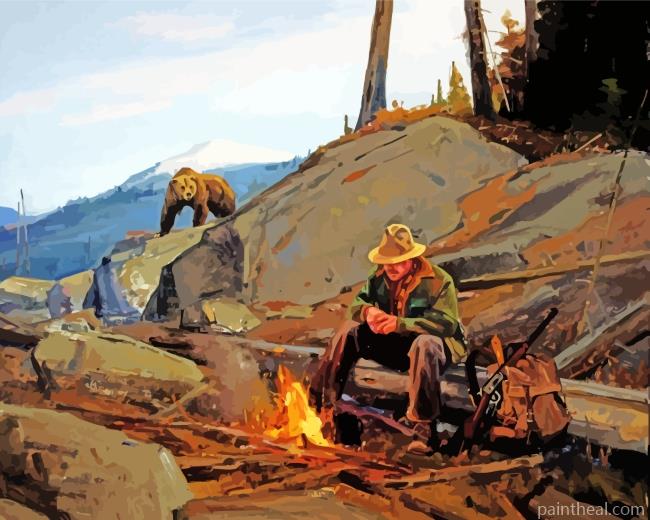 Bear And Hunter Painting By Numbers Kits