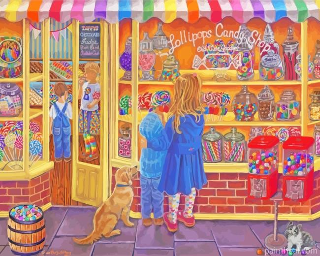 Lillipop Candy Shop Painting By Numbers Kits