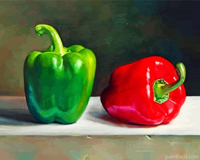 Green And Red Peppers Painting By Numbers Kits