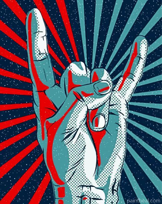 Illustration Rock And Roll Sign Painting By Numbers Kits