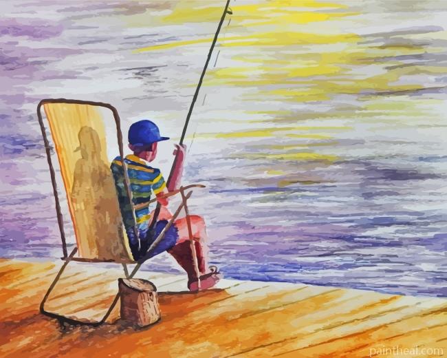 Boy Fishing Art Painting By Numbers Kits