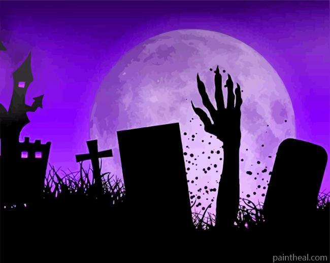 Zombie Hands Graveyard Painting By Numbers Kits
