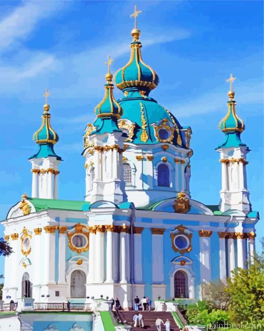 Saint Andrew Church Kiev Ukraine Painting By Numbers Kits