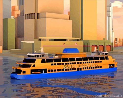 Staten Island Ferry Hoboken Illustration Painting By Numbers Kits