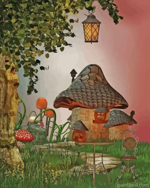 Mushroom House Painting By Numbers Kits