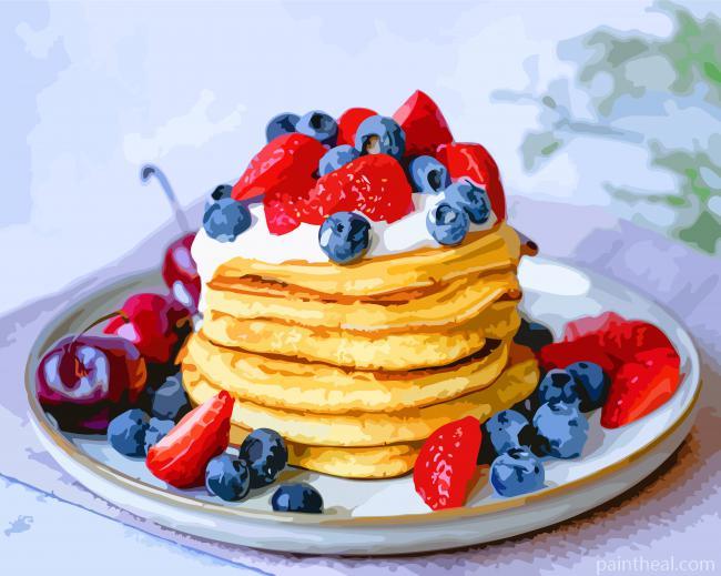 Pancakes With Fruit Painting By Numbers Kits