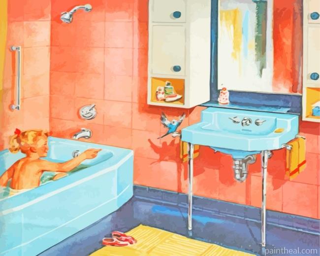 Girl In Bathroom Painting By Numbers Kits
