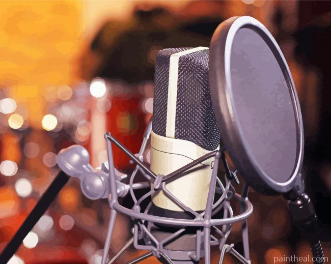 Gray And Black Condenser Microphone Painting By Numbers Kits