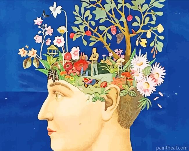 Floral Human Brain Painting By Numbers Kits