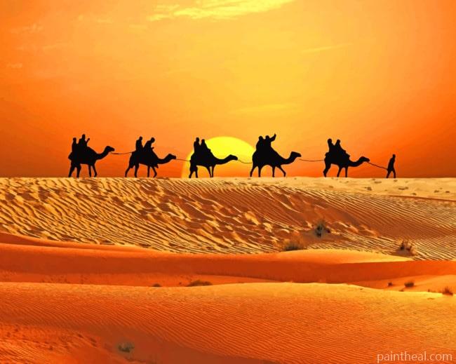 Desert Camels Silhouette Painting By Numbers Kits