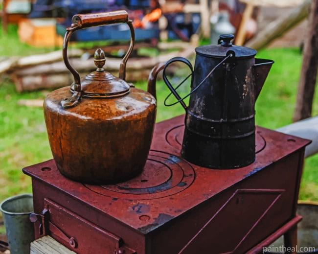 Vintage Tea Kettle Painting By Numbers Kits