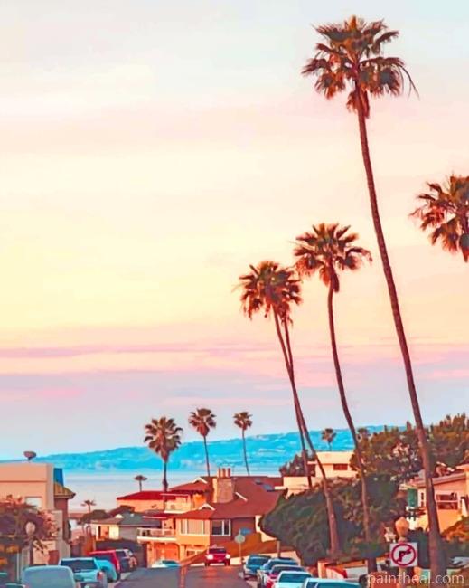 Palm Trees At Sunset Painting By Numbers Kits