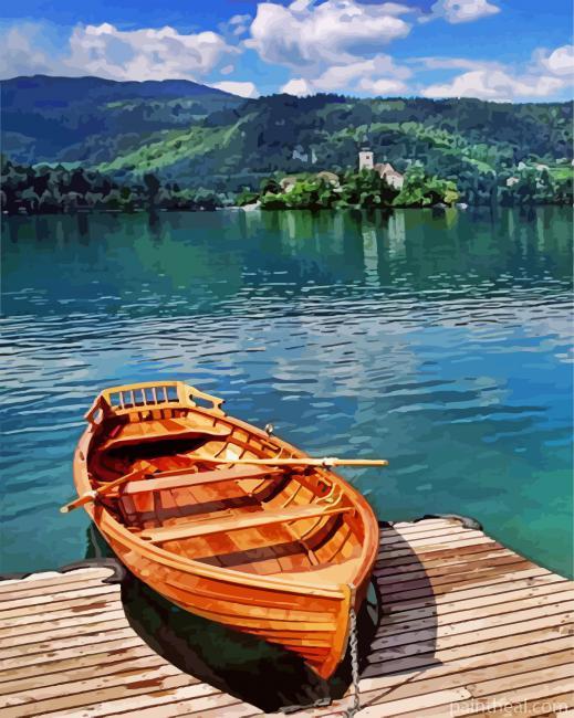 Wooden Canoe In Lake Painting By Numbers Kits