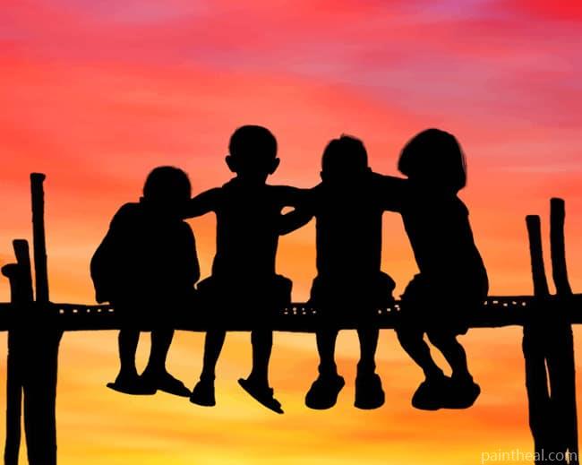 Friends Silhouette Painting By Numbers Kits