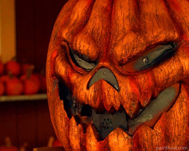 Creepy Jack o Lantern Pumpkin Painting By Numbers Kits