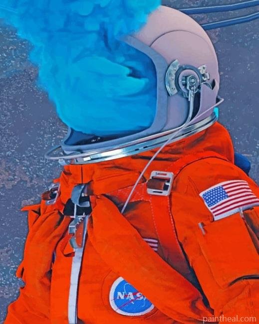 Space Man With Blue Smoke Painting By Numbers Kits