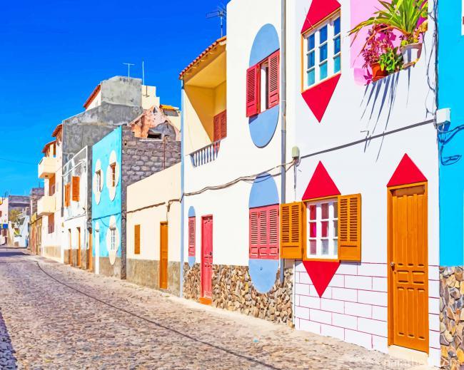 Cape Verde Houses Painting By Numbers Kits