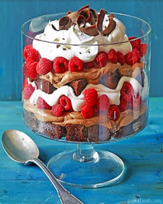 Chocolate Raspberry Trifle Painting By Numbers Kits