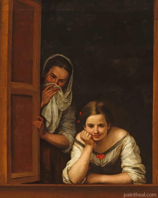 Two Women At a Window Painting By Numbers Kits