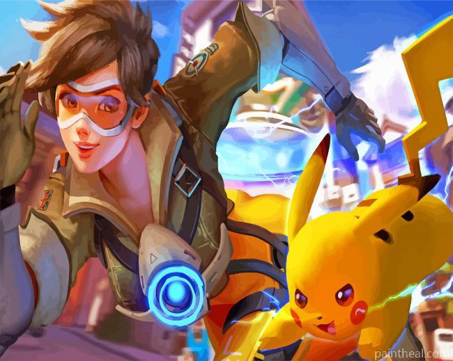 Lena Oxton And Pikachu Painting By Numbers Kits
