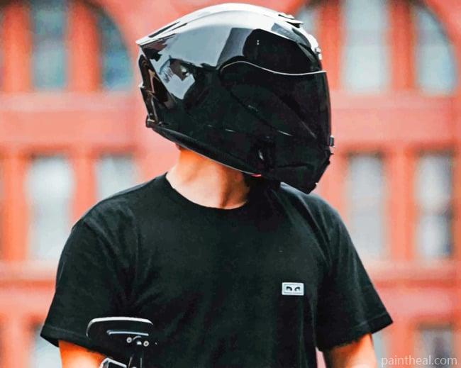 Motorcyclist Bike Helmet Painting By Numbers Kits