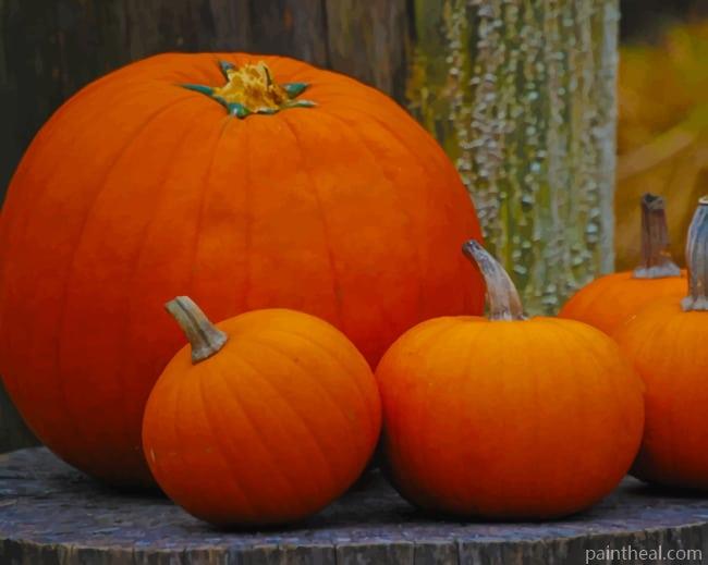 Orange Pumpkins On Tree Painting By Numbers Kits