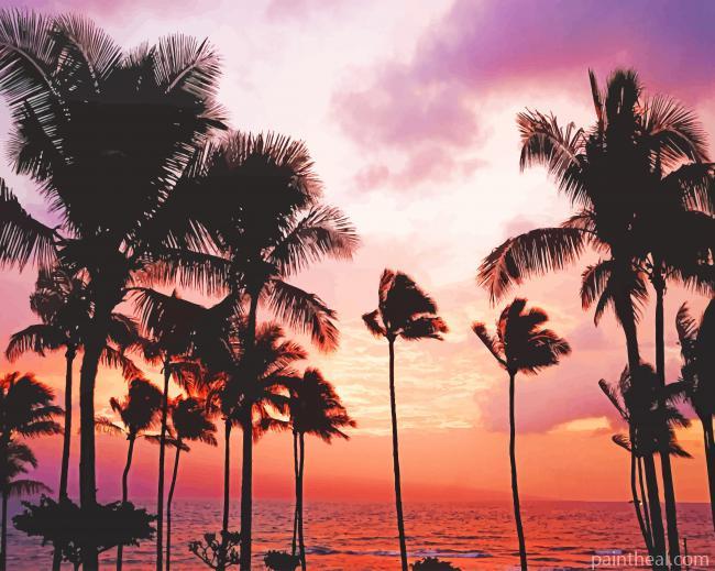 Palm Trees Silhouette Painting By Numbers Kits