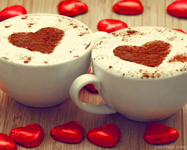 Cappuccino Chocolate Hearts Painting By Numbers Kits