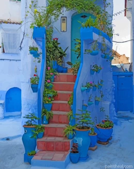 Old House Chefchaouen City Painting By Numbers Kits
