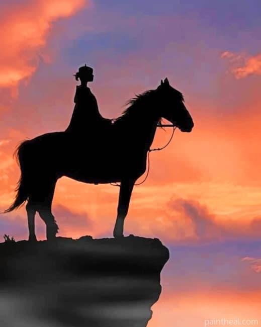 Girl On Horse Silhouette Painting By Numbers Kits
